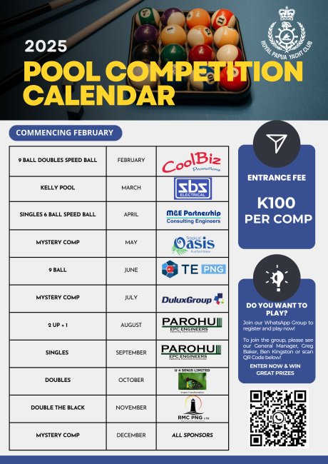 Pool Competition Calendar 2025