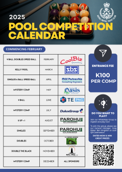 Pool Competition Calendar 2025