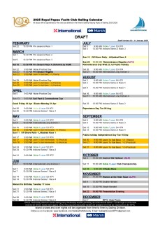 Sailing Calendar 2025