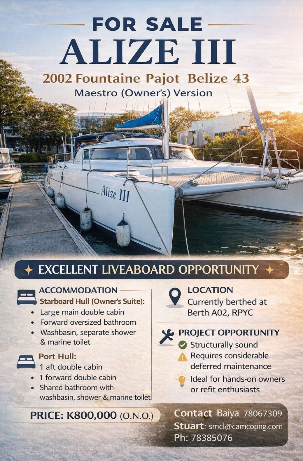 Alize III (2002 Fountaine Pajot Belize 43) - For Sale