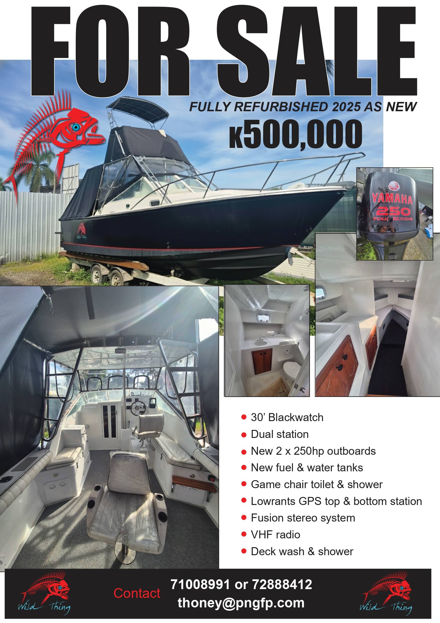 30’ Blackwatch – Fully Refurbished Sport Fishing Boat